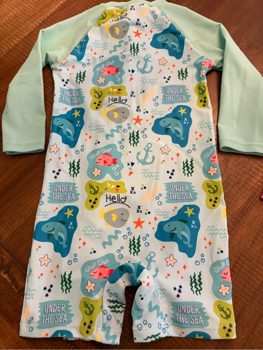 2 Baby Girl Swim Outfits - Long Sleeves Snap Leg Closure Zip Rash-guards 12-18M